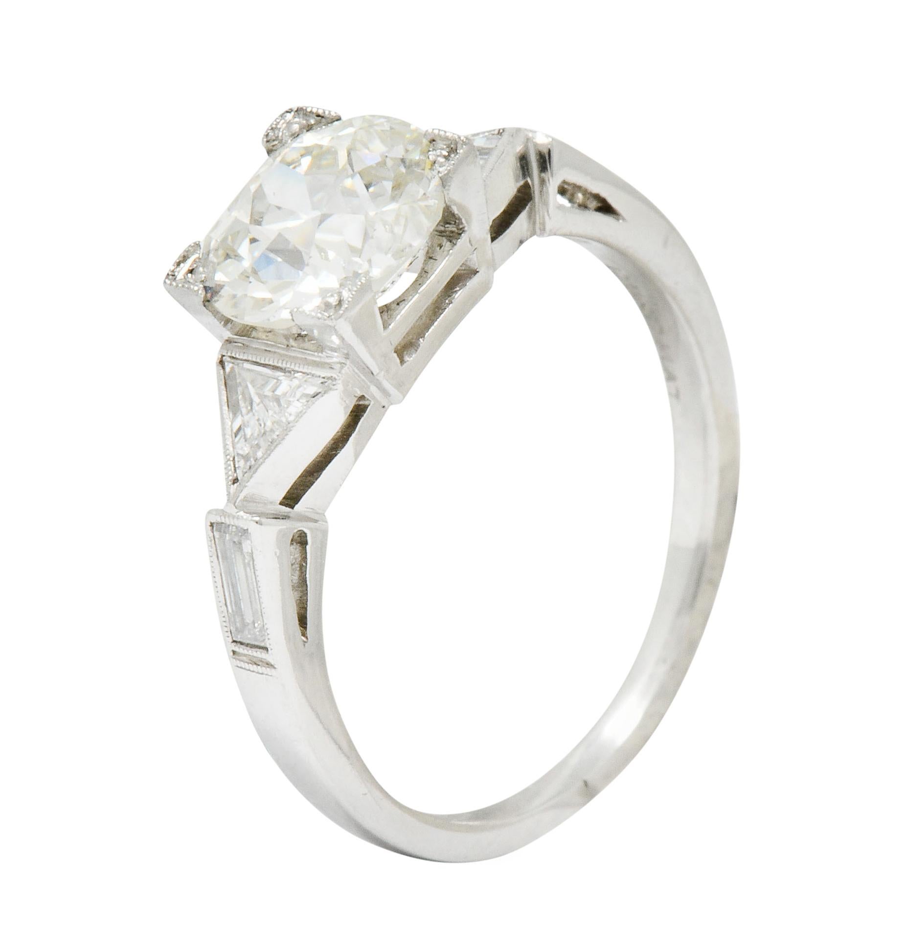 Retro 2.08 Carat Diamond Platinum Trillion Engagement Ring GIA 3