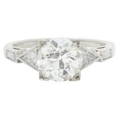 Retro 2.08 Carat Diamond Platinum Trillion Engagement Ring GIA