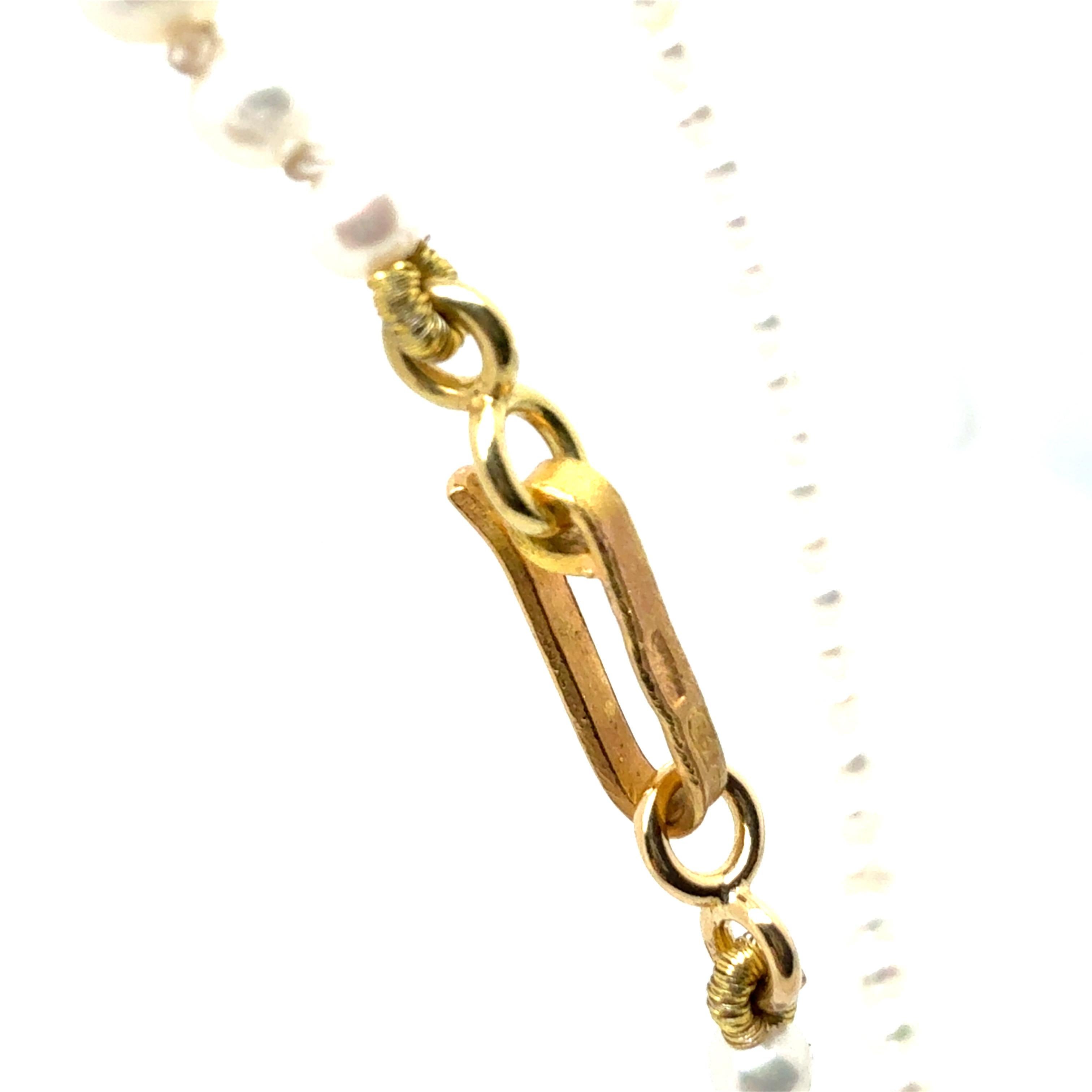 Retro 21K Gold Zuchtperlen-Anhänger Halskette Made in Italy gestempelt 850 Damen im Angebot