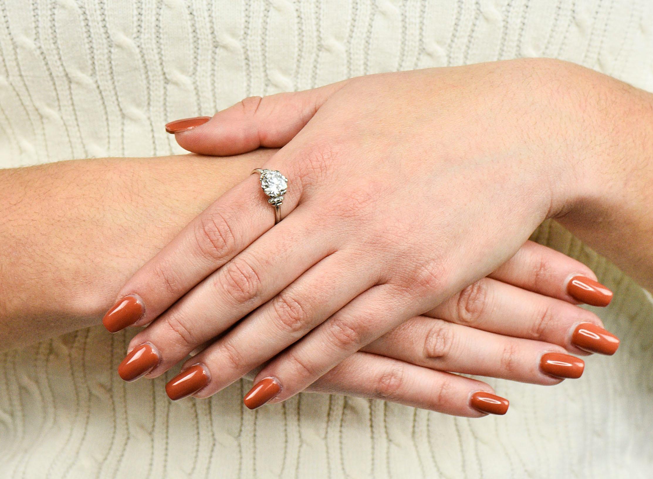 Art Deco 2.20 Carat Diamond Platinum Engagement Ring GIA 4