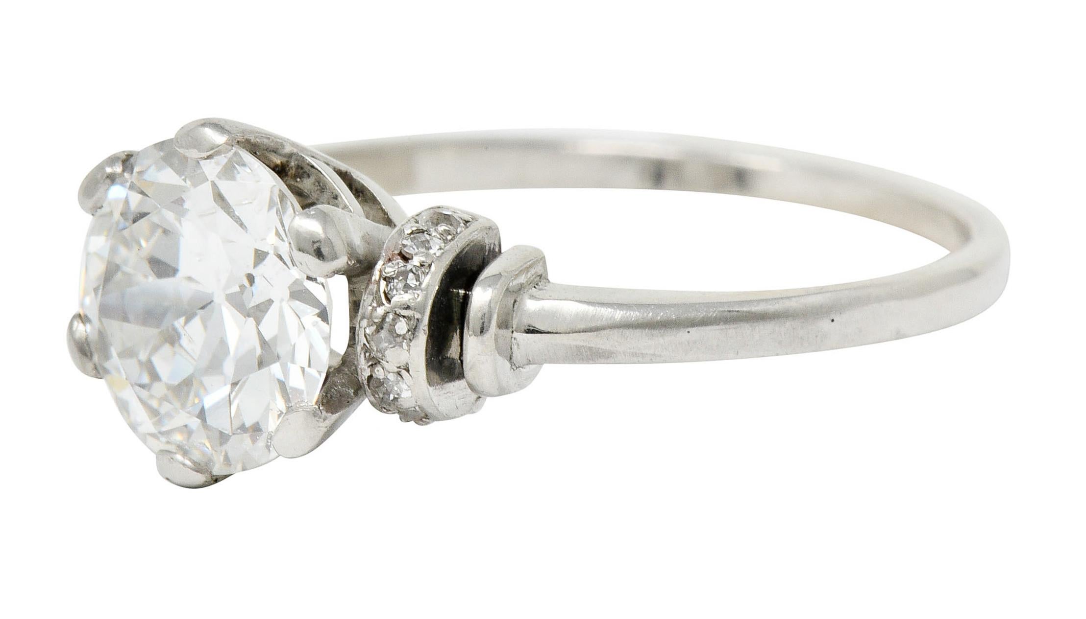 Retro Art Deco 2.20 Carat Diamond Platinum Engagement Ring GIA