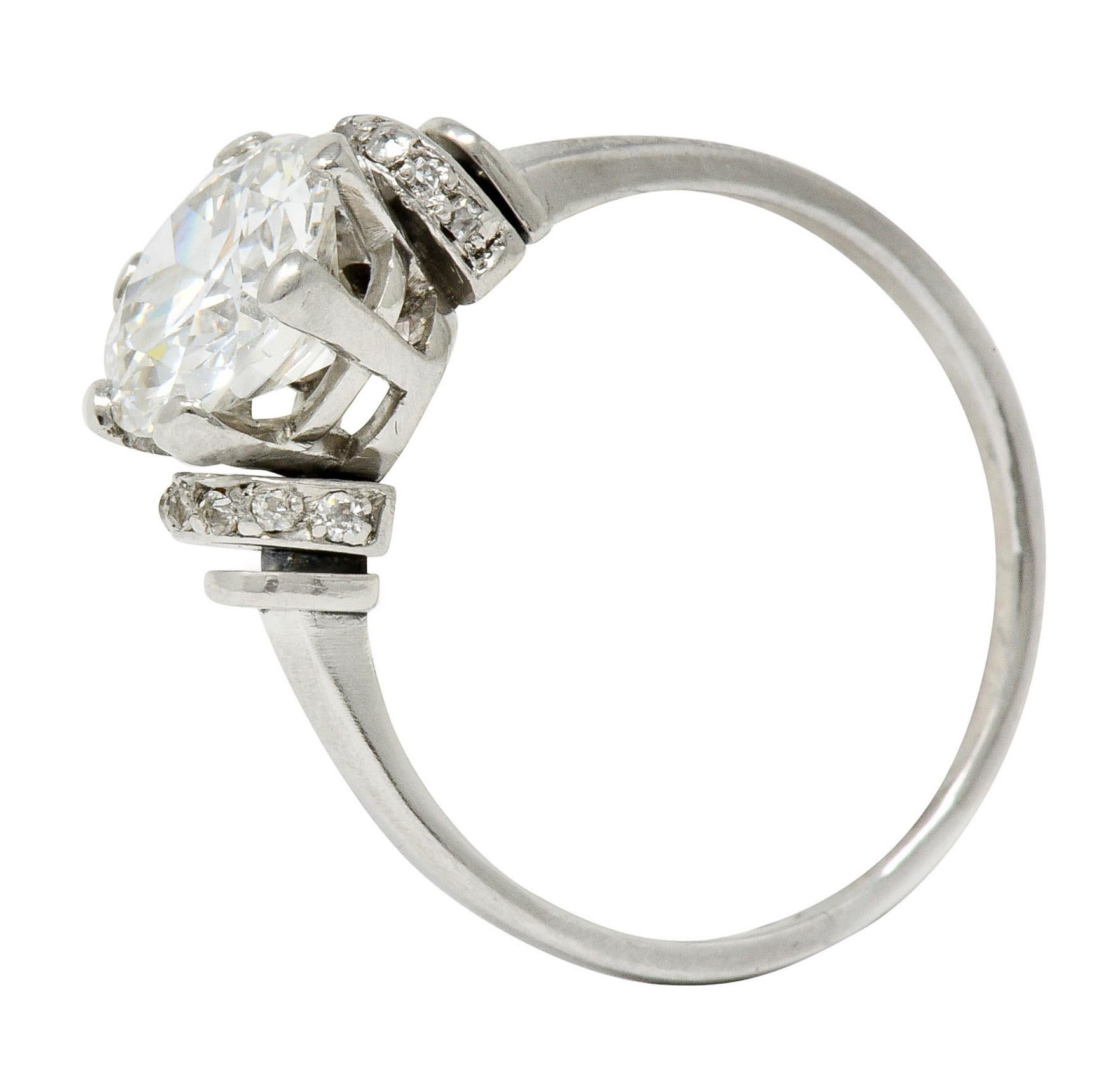 Art Deco 2.20 Carat Diamond Platinum Engagement Ring GIA In Excellent Condition In Philadelphia, PA
