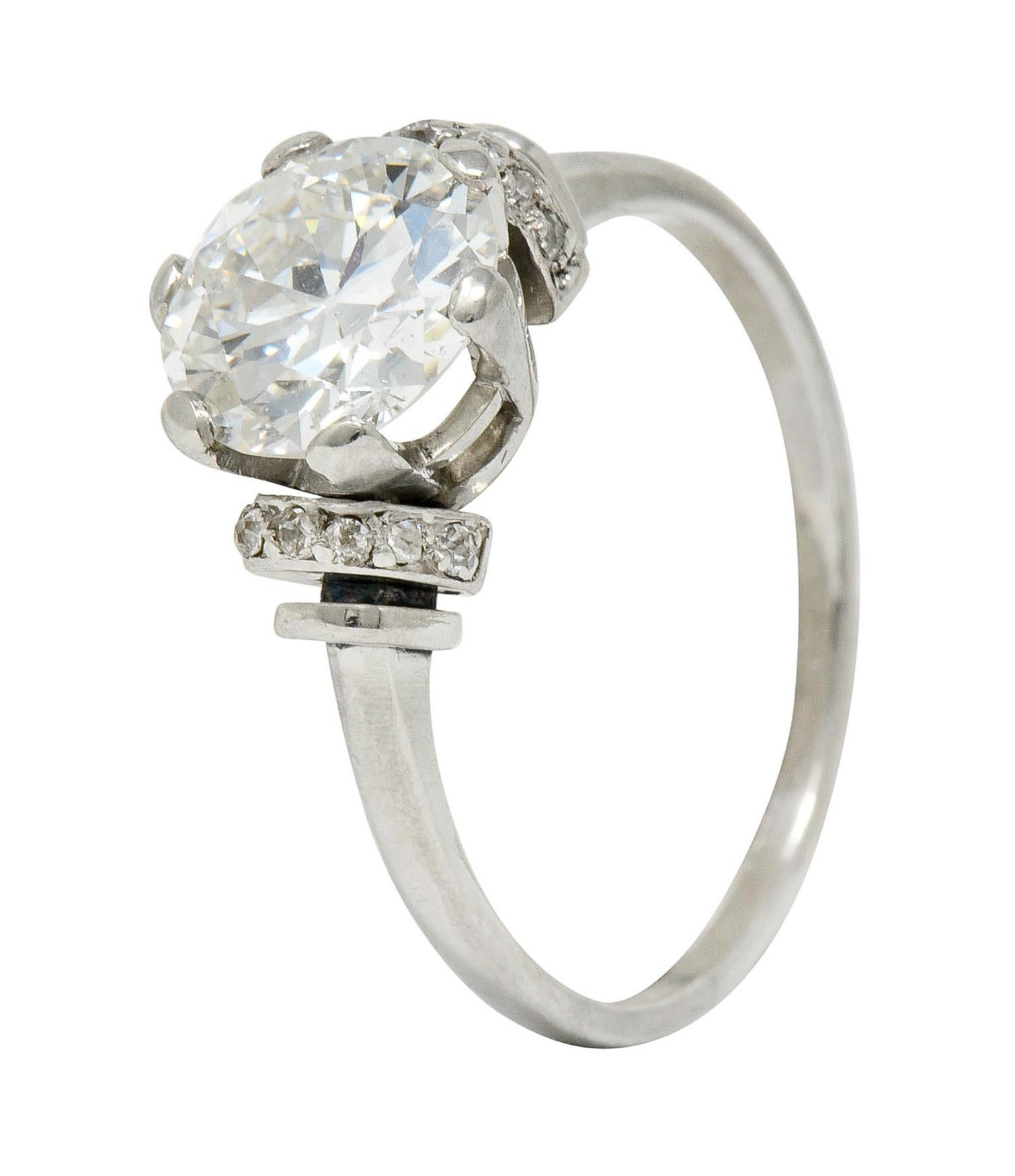 Women's or Men's Art Deco 2.20 Carat Diamond Platinum Engagement Ring GIA