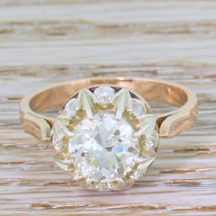 Retro 2.26 Carat Old European Cut Diamond Cluster Ring