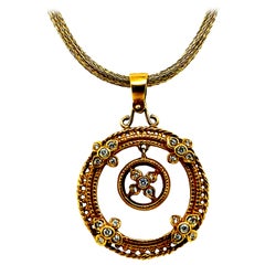 Retro 22K Yellow Gold 0.45 Carat Natural Diamond Statement Pendant Circa 1990