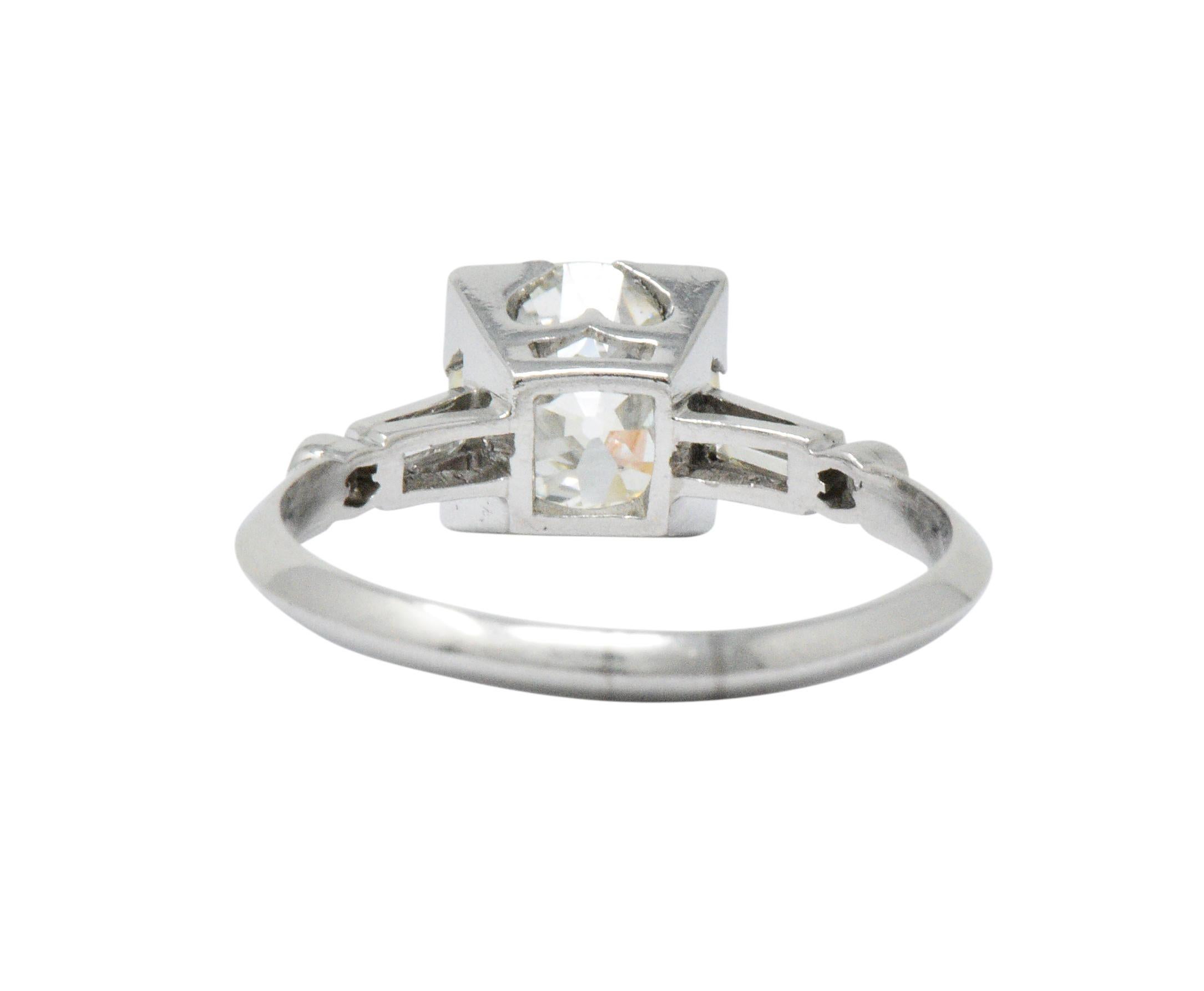Retro 2.34 Carats Old European Diamond Platinum Engagement Ring GIA  In Excellent Condition In Philadelphia, PA