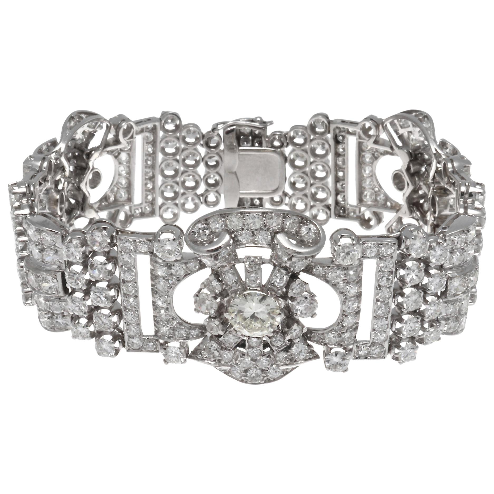 Retro 24 Carat Diamond Platinum Bracelet