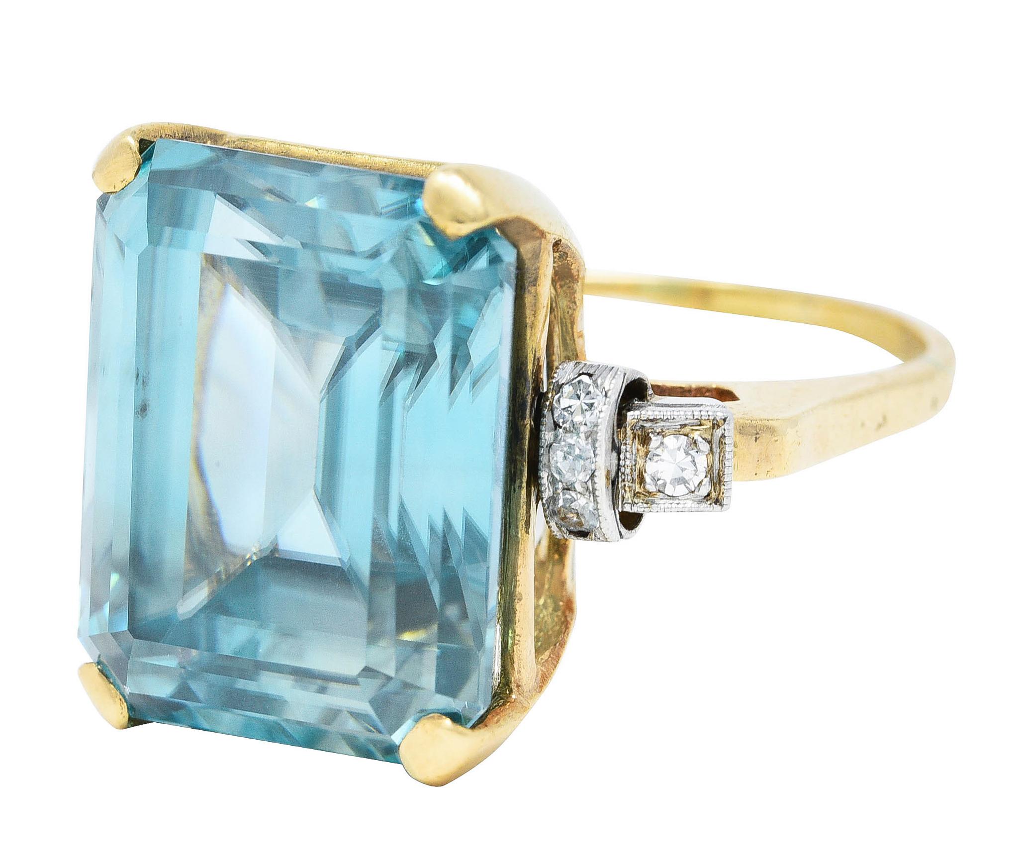 Retro 24.12 Carats Diamond Zircon Platinum 14 Karat Gold Cocktail Ring 1