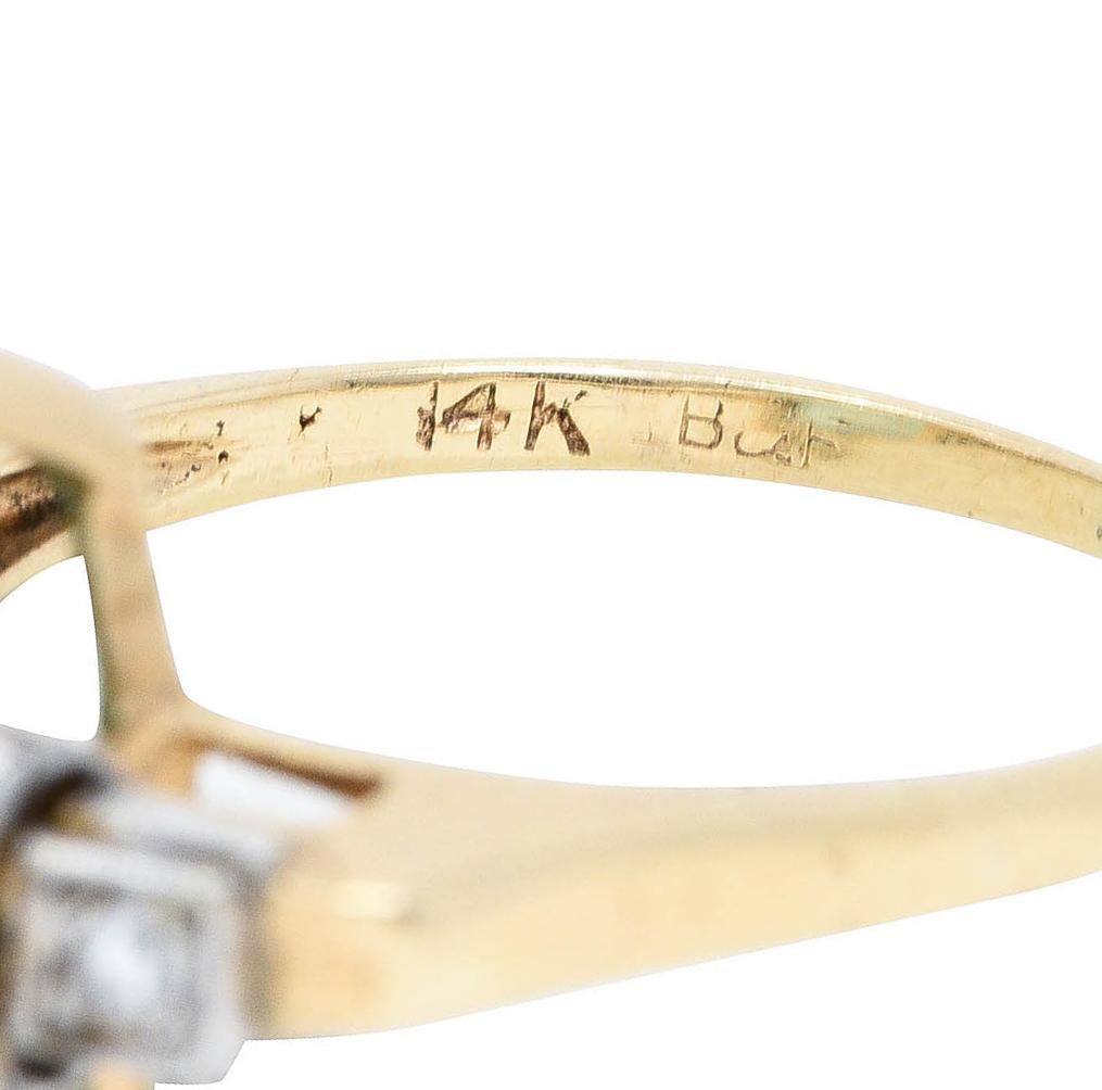 Retro 24.12 Carats Diamond Zircon Platinum 14 Karat Gold Cocktail Ring 2
