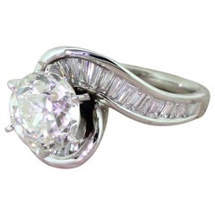Retro 2.43 Carat Old European Cut Diamond Engagement Ring