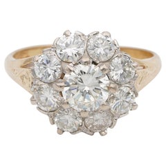 Vintage 2.50 Ct Diamond G VVS/VS Daisy Cluster Ring