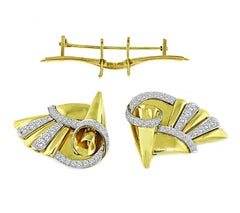 Retro 2,50ct Diamant Gold Double Clip Pin
