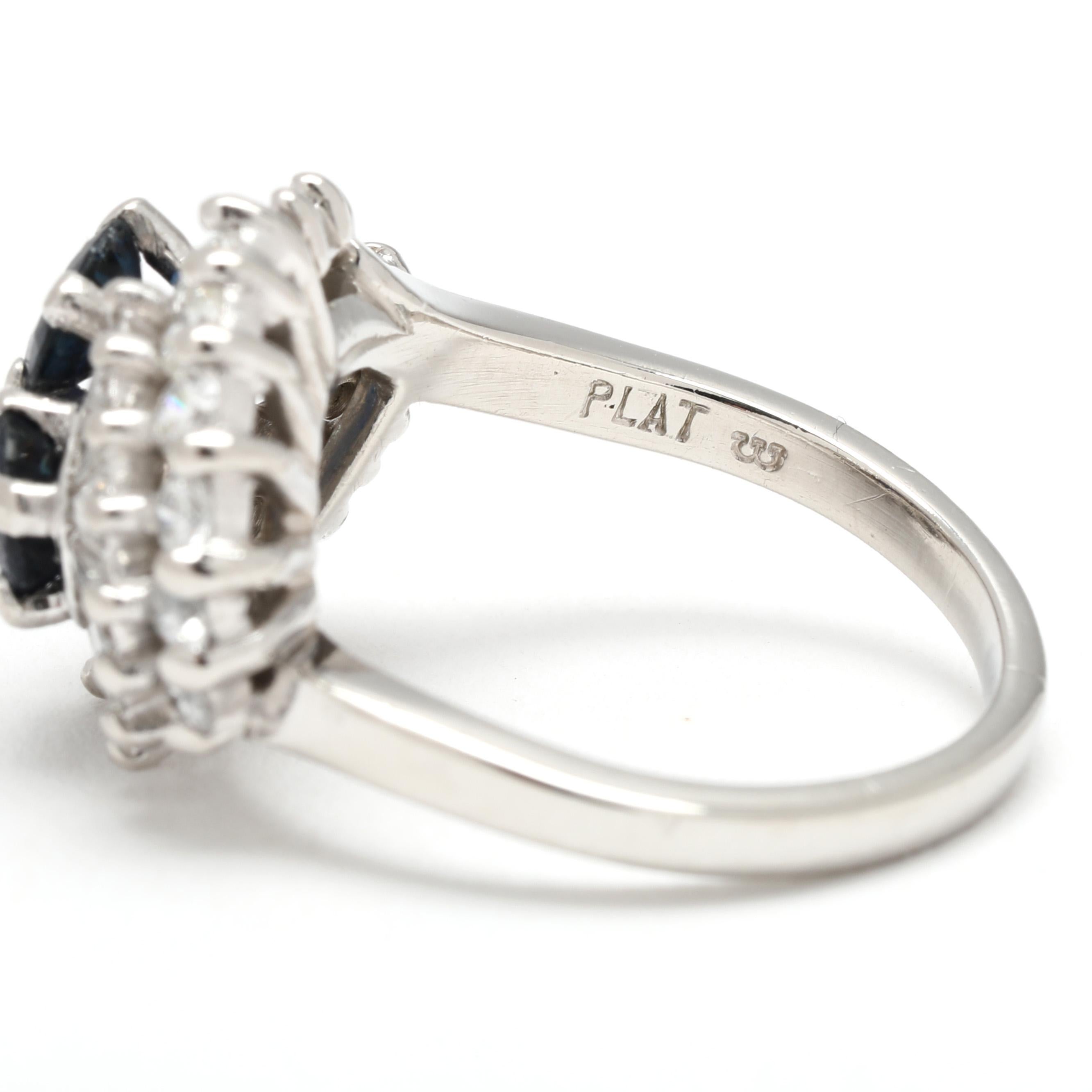 Anello Ballerina retrò con diamante e zaffiro da 2,6 carati, platino, misura 6 In condizioni buone in vendita a McLeansville, NC