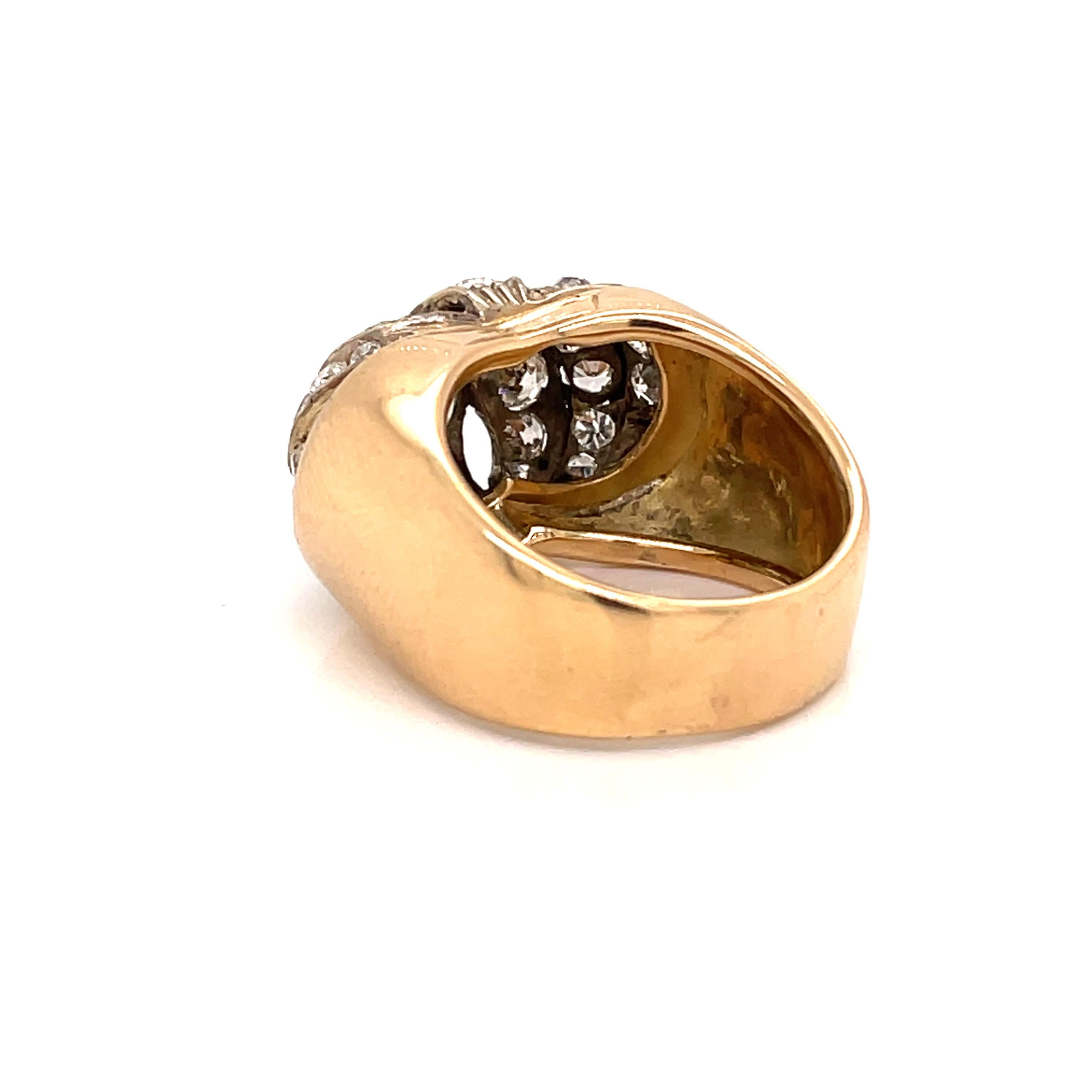 Retro 2.80 Carat Diamond Cocktail Gold Ring For Sale 5