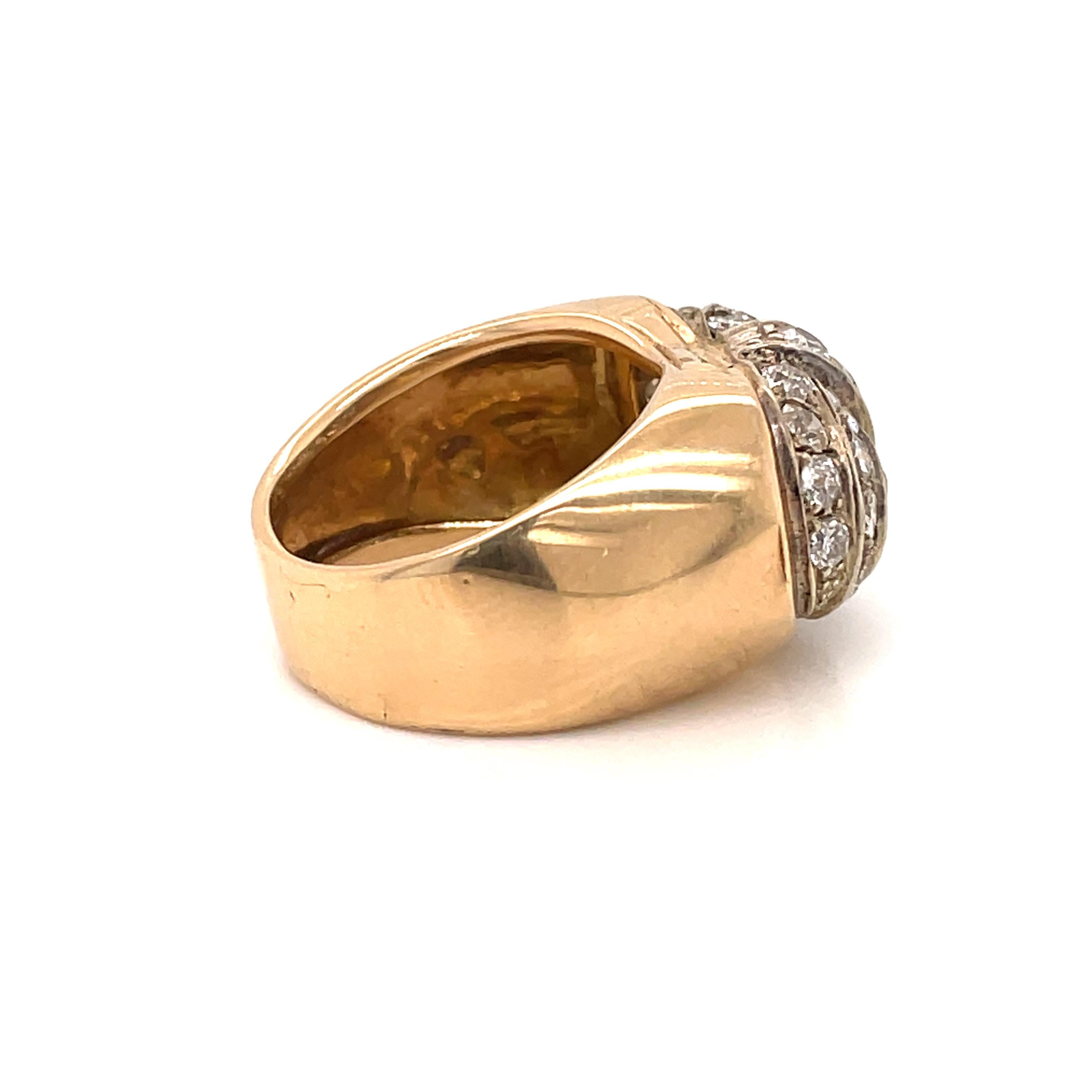 Women's Retro 2.80 Carat Diamond Cocktail Gold Ring For Sale