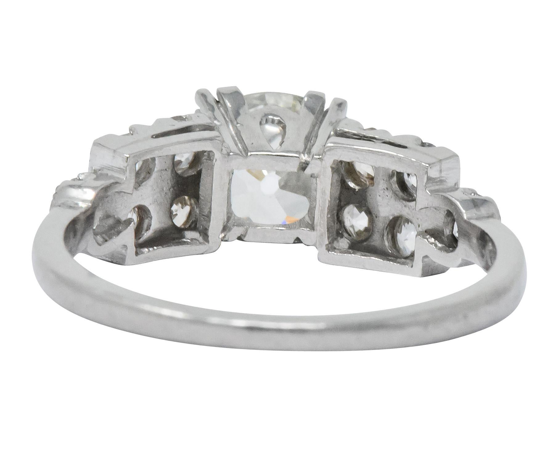Retro 2.89 Carat Diamond Platinum Engagement Ring GIA 2