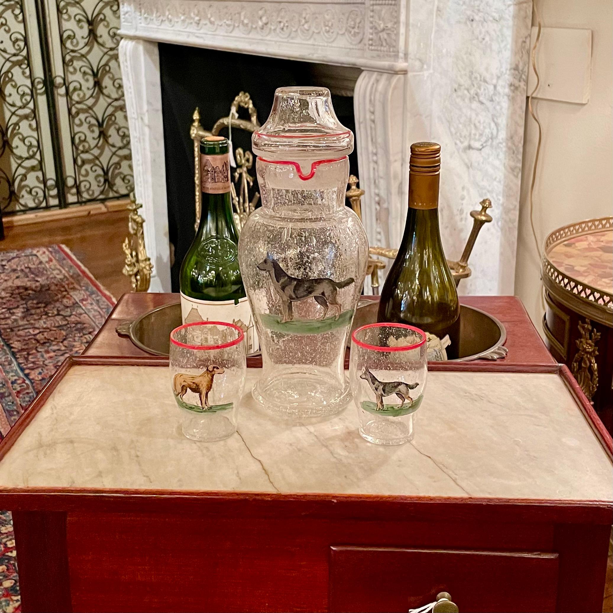 Ensemble de cocktail rétro 3 pièces avec chien émaillé en vente 14