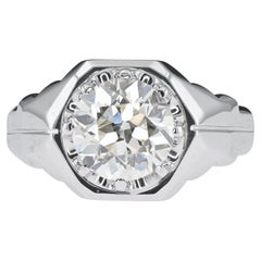 Vintage 3.10 Ct Diamond Solitaire Gent Ring 18 KT