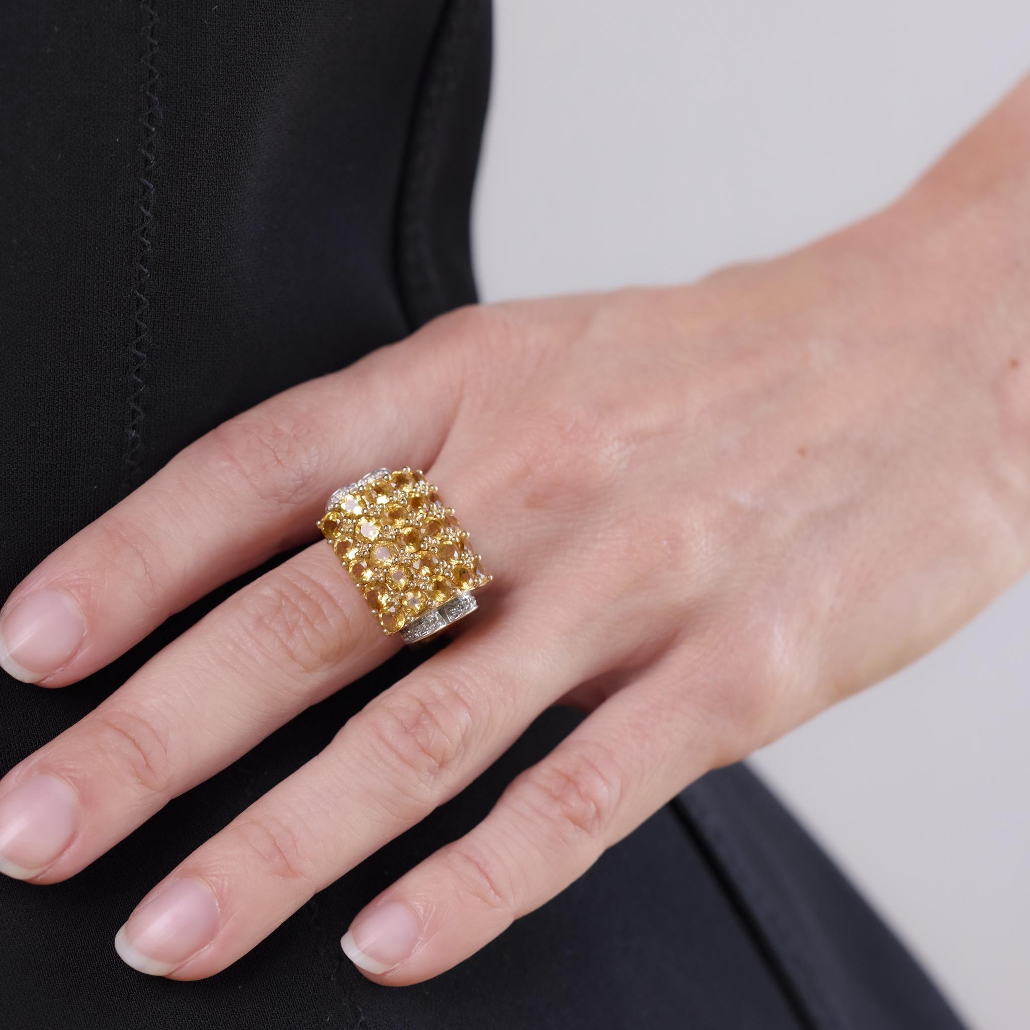 Retro 3.25 carat citrine diamond 14k yellow gold tank ring en Bueno estado para la venta en Beverly Hills, CA