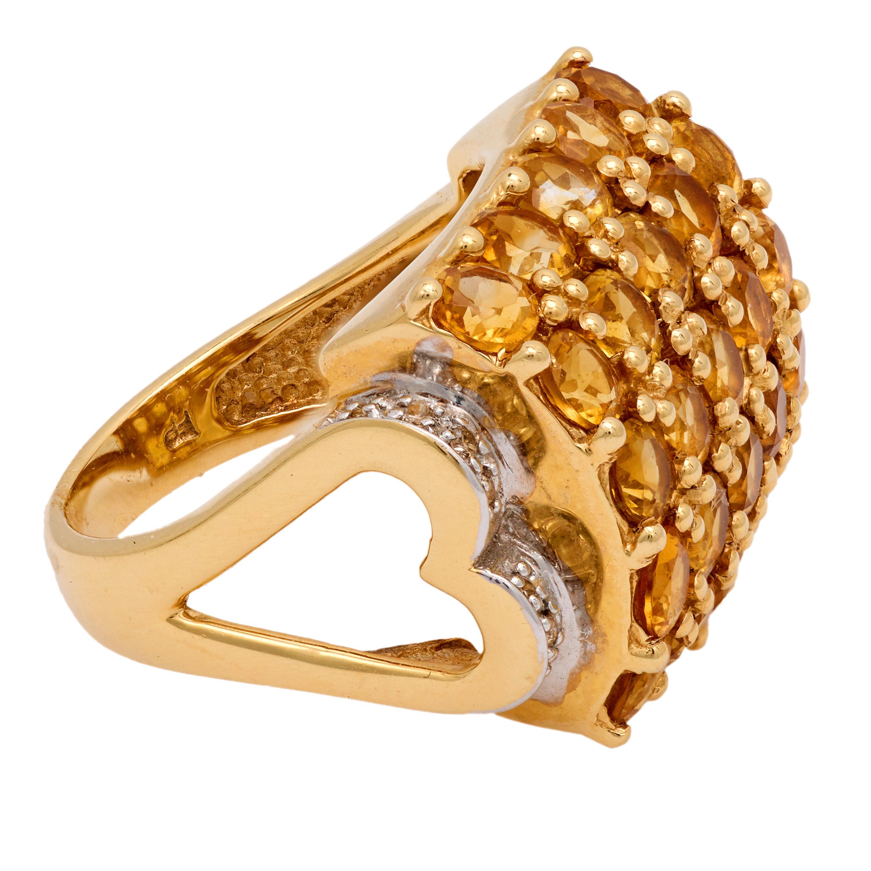 De las mujeres Retro 3.25 carat citrine diamond 14k yellow gold tank ring en venta