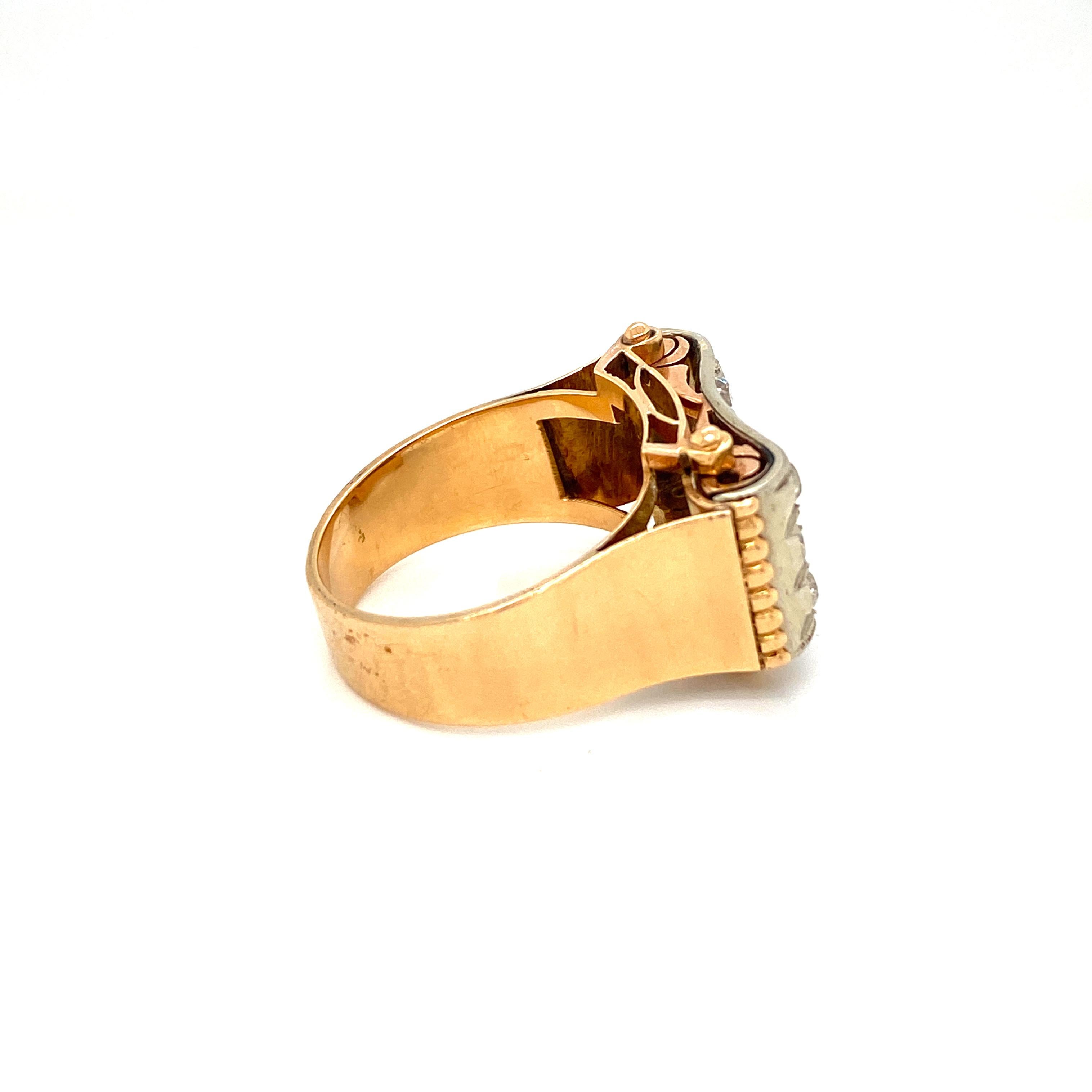 Retro 3.30 Carat Diamond Gold Cocktail Ring In Excellent Condition For Sale In Napoli, Italy
