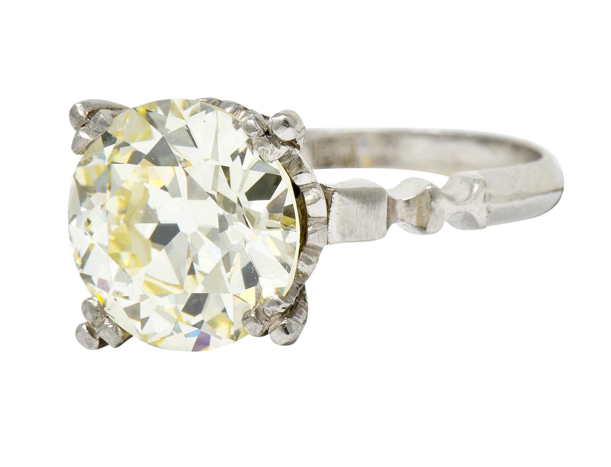 Retro 3.47 Carat Diamond Platinum Engagement Ring GIA 5