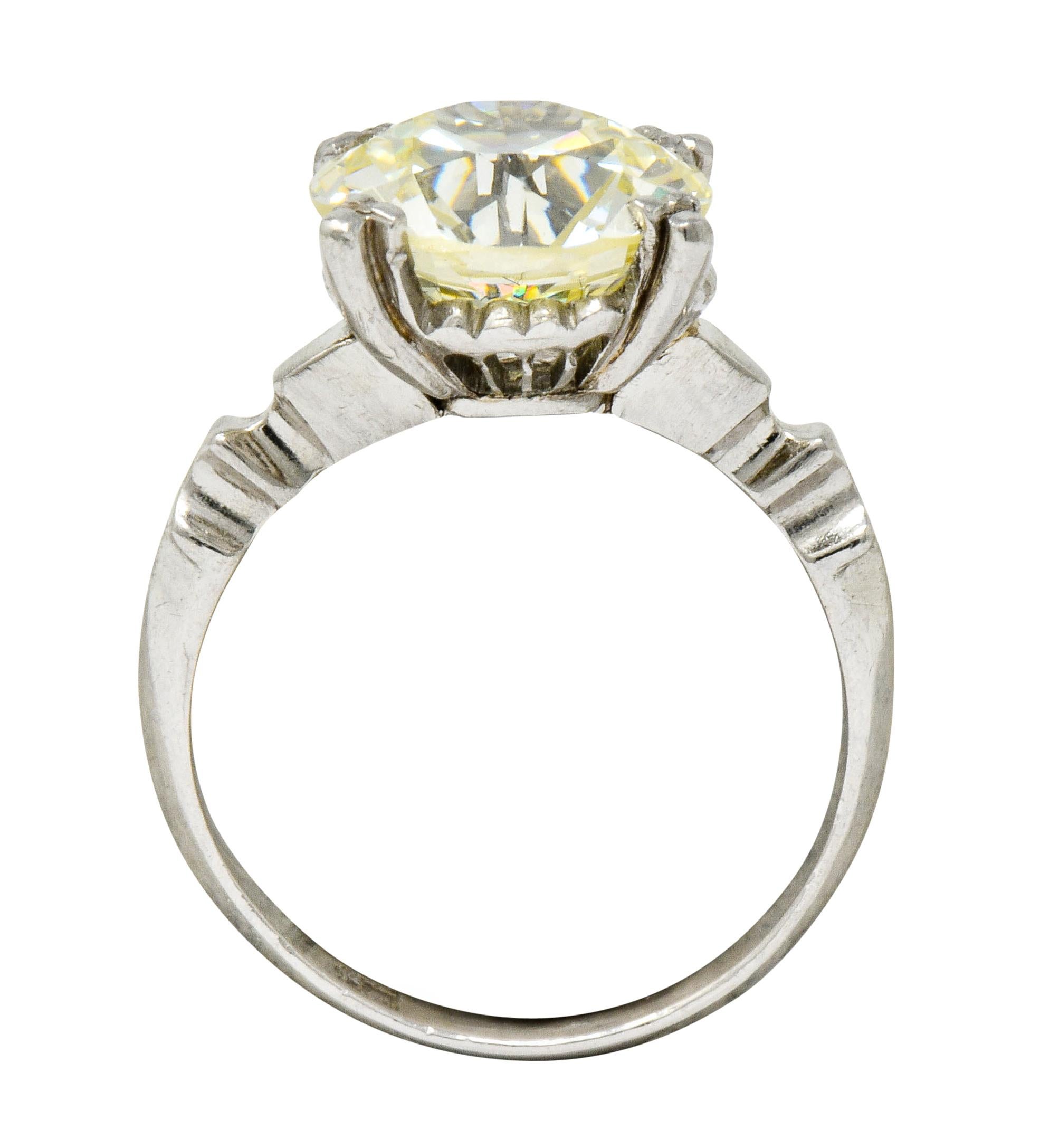 Retro 3.47 Carat Diamond Platinum Engagement Ring GIA 8