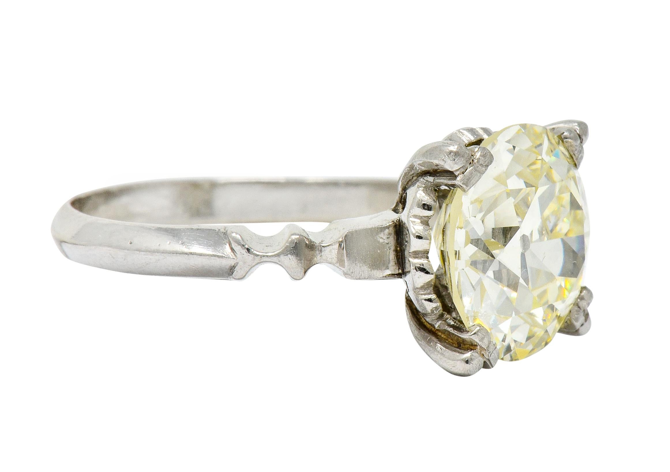 Retro 3.47 Carat Diamond Platinum Engagement Ring GIA 1