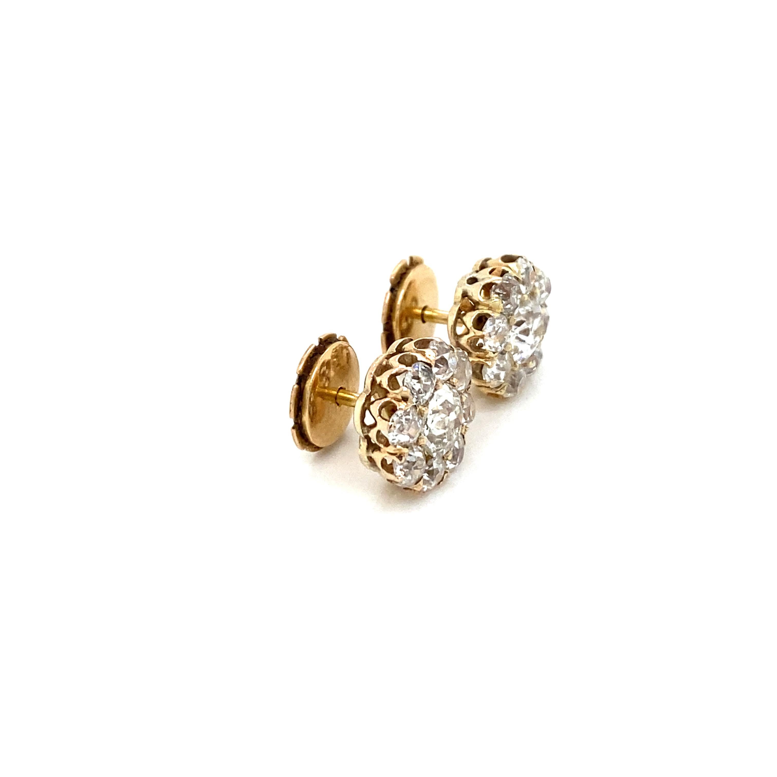 Retro 3,70 Karat Diamant-Cluster-Ohrstecker mit altem Minenschliff im Angebot 5