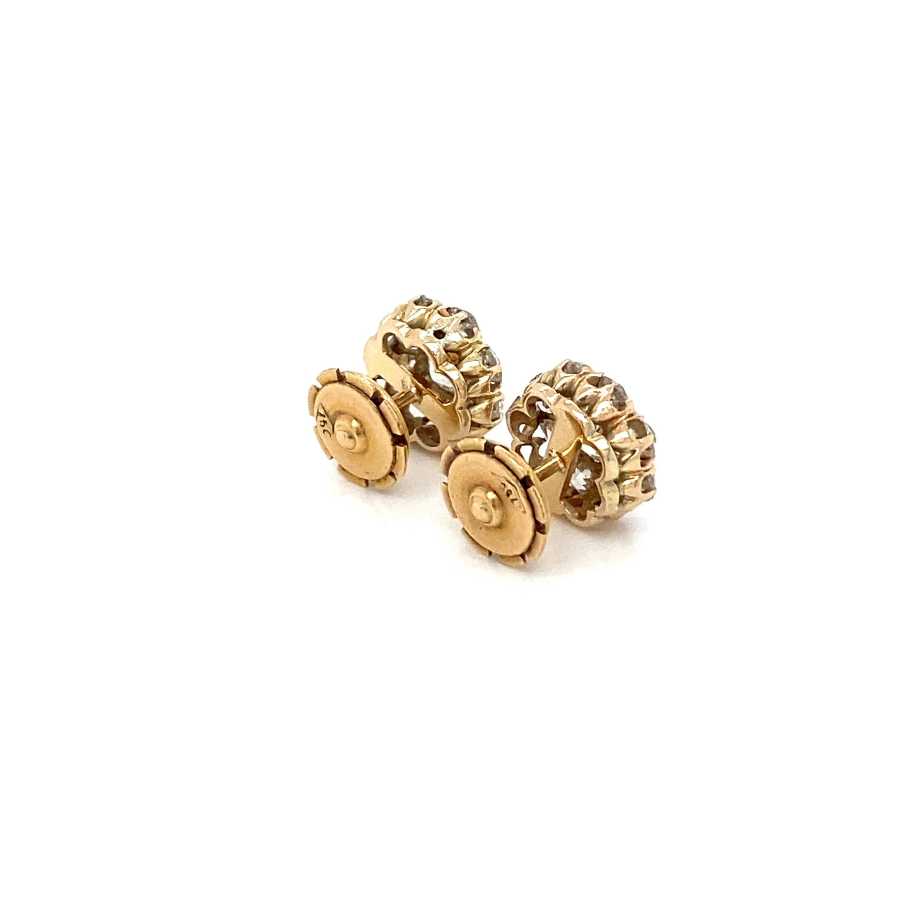 Retro 3,70 Karat Diamant-Cluster-Ohrstecker mit altem Minenschliff im Angebot 7