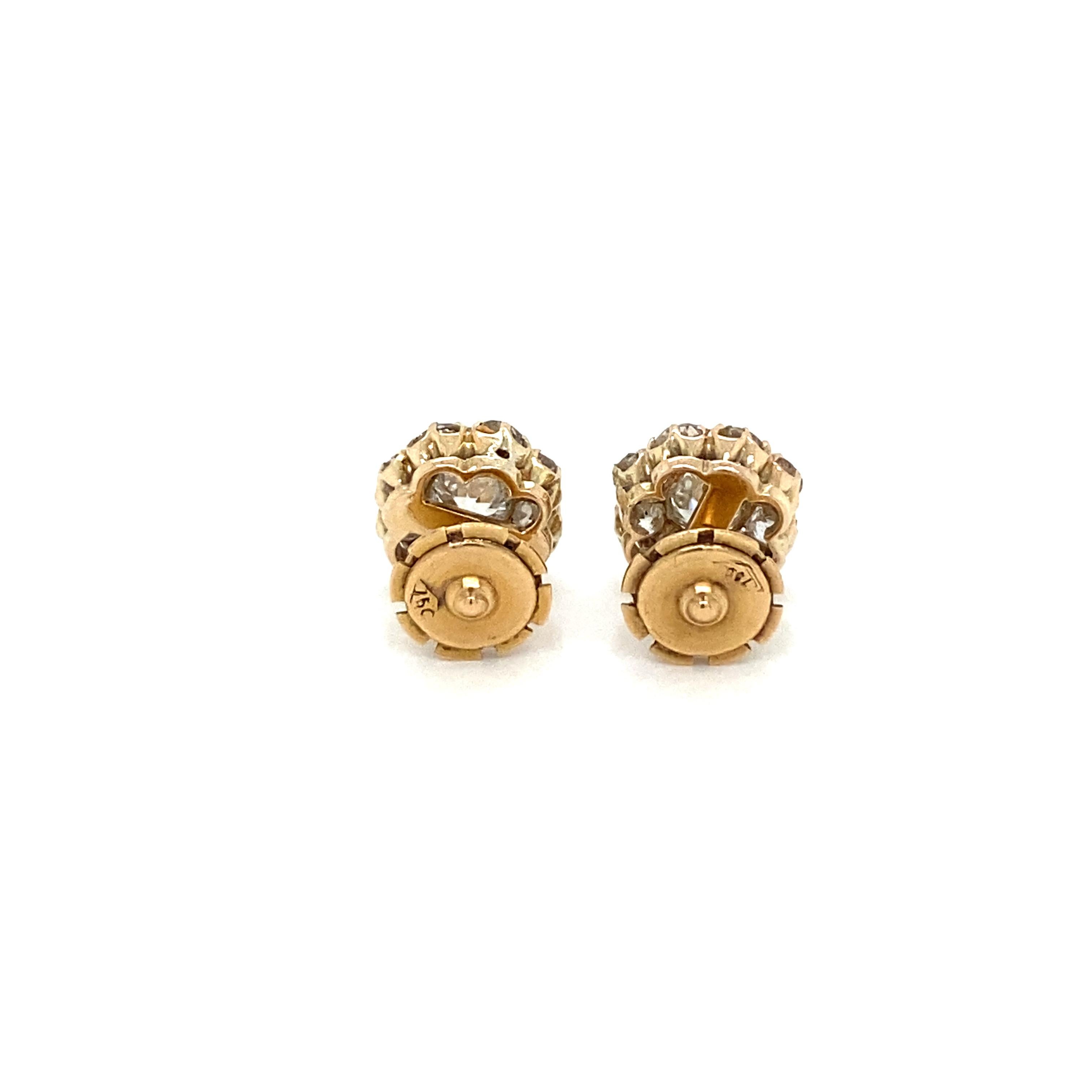 Retro 3,70 Karat Diamant-Cluster-Ohrstecker mit altem Minenschliff im Angebot 4