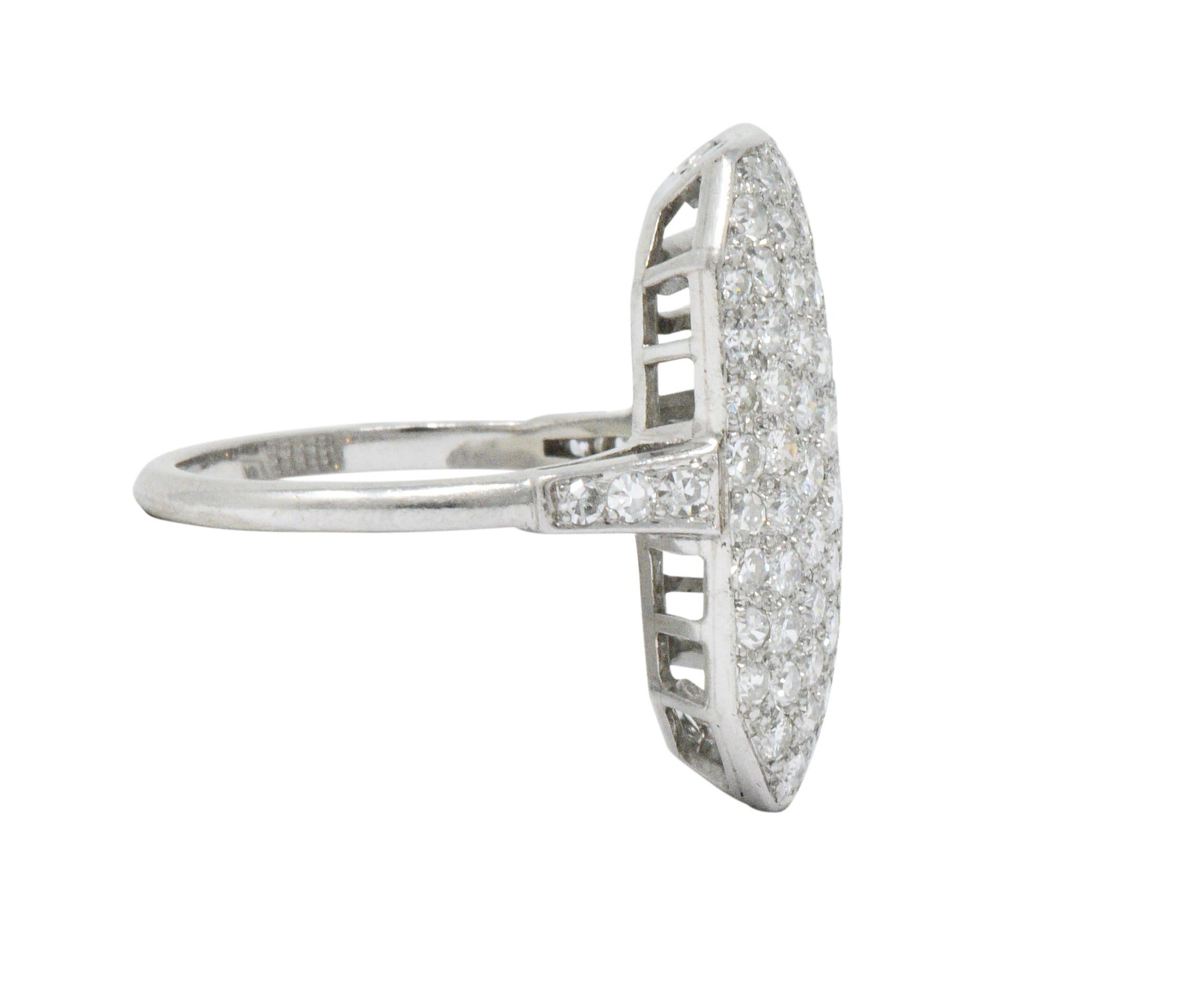 Women's or Men's Retro 3.74 Carat Diamond Platinum Ring