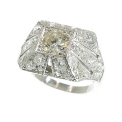 Sparkling Art Deco 3.78 crt Diamond Cocktail Engagement Ring, 1930s