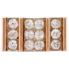 Retro 4 Carat Total Weight Diamond 14K Rose Gold Tank Ring