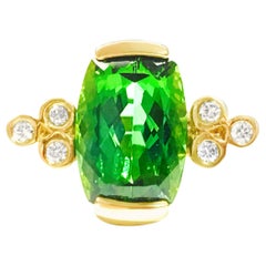 Retro 4.00 Carat Green Tourmaline Diamond Cocktail Ring