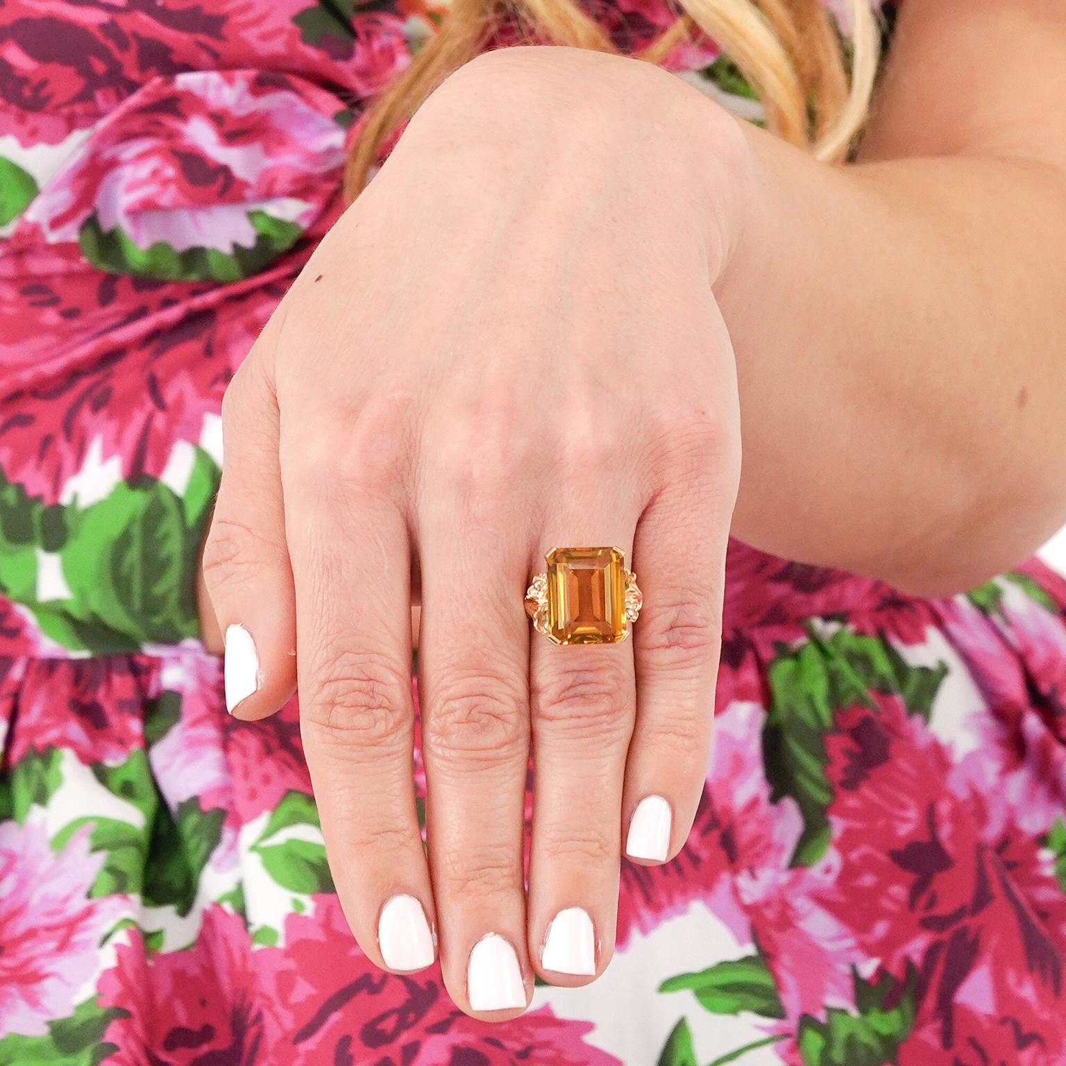 Taglio smeraldo Retro 40's Citrine Ring in vendita