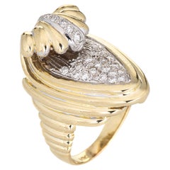 Retro 40s Diamond Ring 14k Yellow Gold Cocktail Fine Estate Jewelry