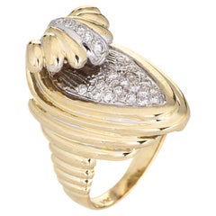 Retro 40er Jahre Diamantring 14k Gelbgold Cocktail Fine Estate Jewelry