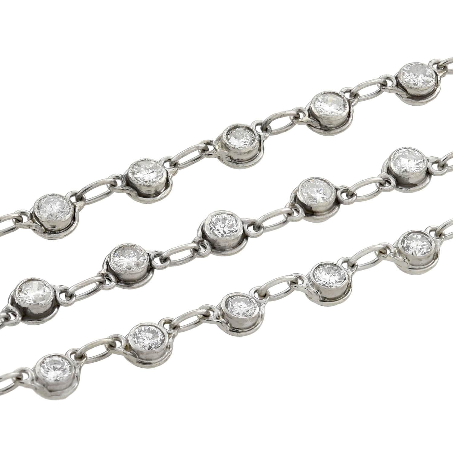 Round Cut Retro 5.30 Total Carat Diamonds by the Yard Link Chain Necklace
