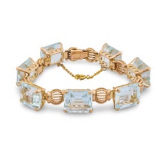 Bracciale retrò in oro rosa 18k con acquamarina da 55 carati