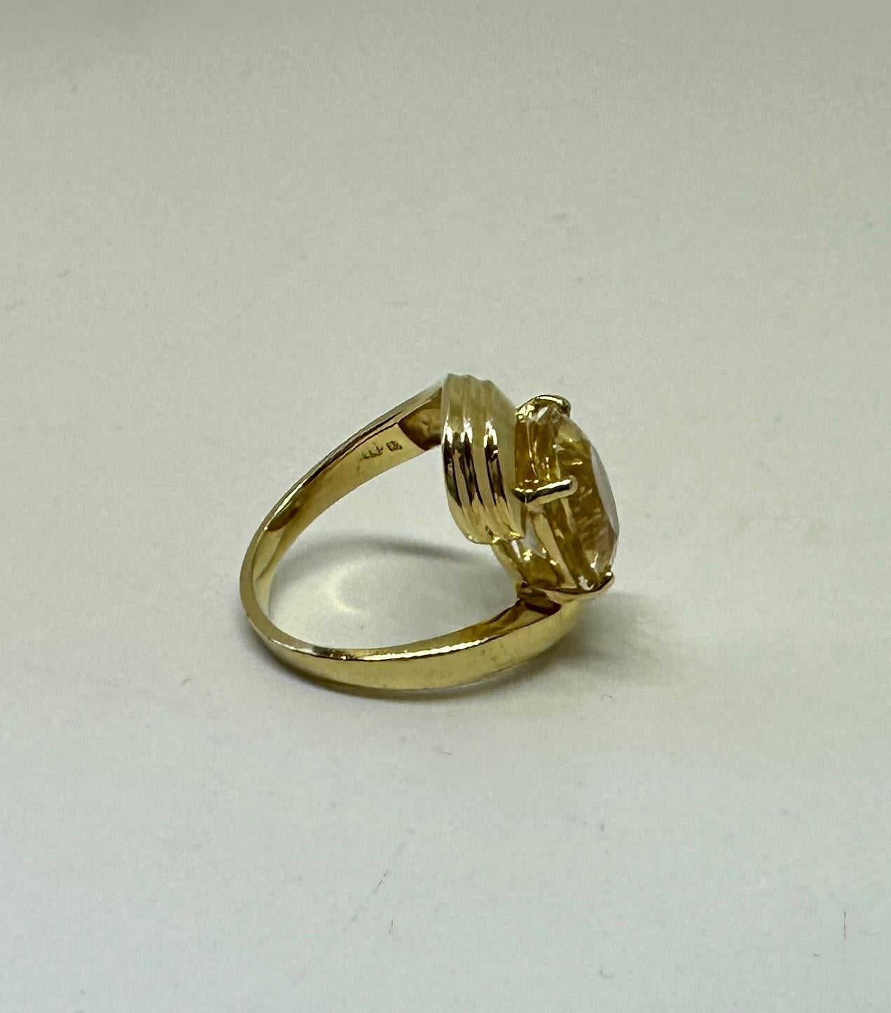 Bague rétro ancienne en or 14 carats avec citrine de 6 carats en vente 8