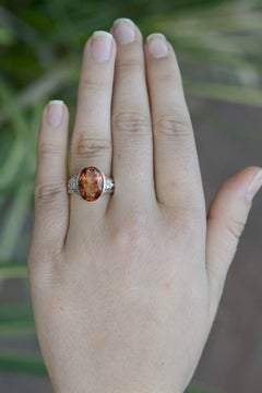 Retro 6.05 Carat Padparascha Peach Tourmaline Oval Engagement Ring