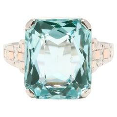 Retro 7.09ct Created Green Spinel Ring, 14KT Bi Color Gold, Ring