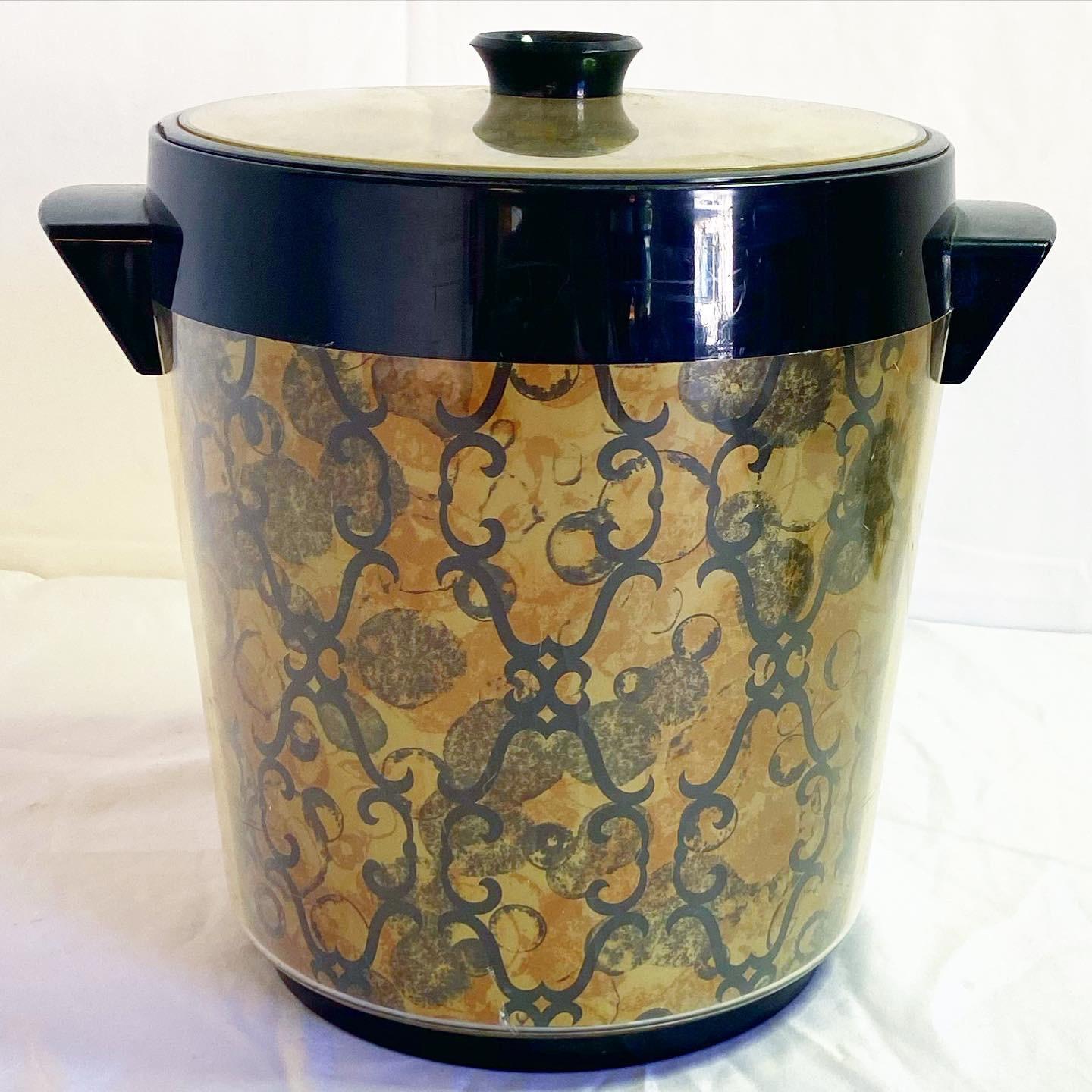 Retro 70s Gold & Black Ice Bucket By West Bend
