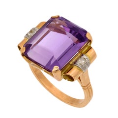 Bague cocktail rétro en or rose 18k avec améthyste de 8,95 carats