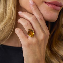 Retro 9.00 carat citrine 14K rose gold cocktail ring