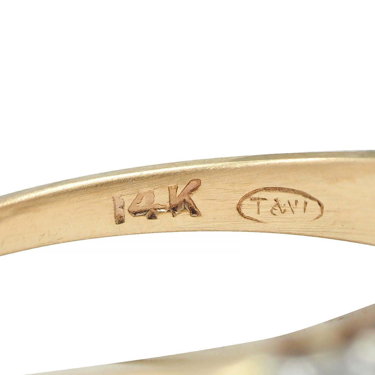 Retro .91 CTW Transitional Cut Diamond Platinum 14K Gold Vintage Engagement Ring For Sale 7