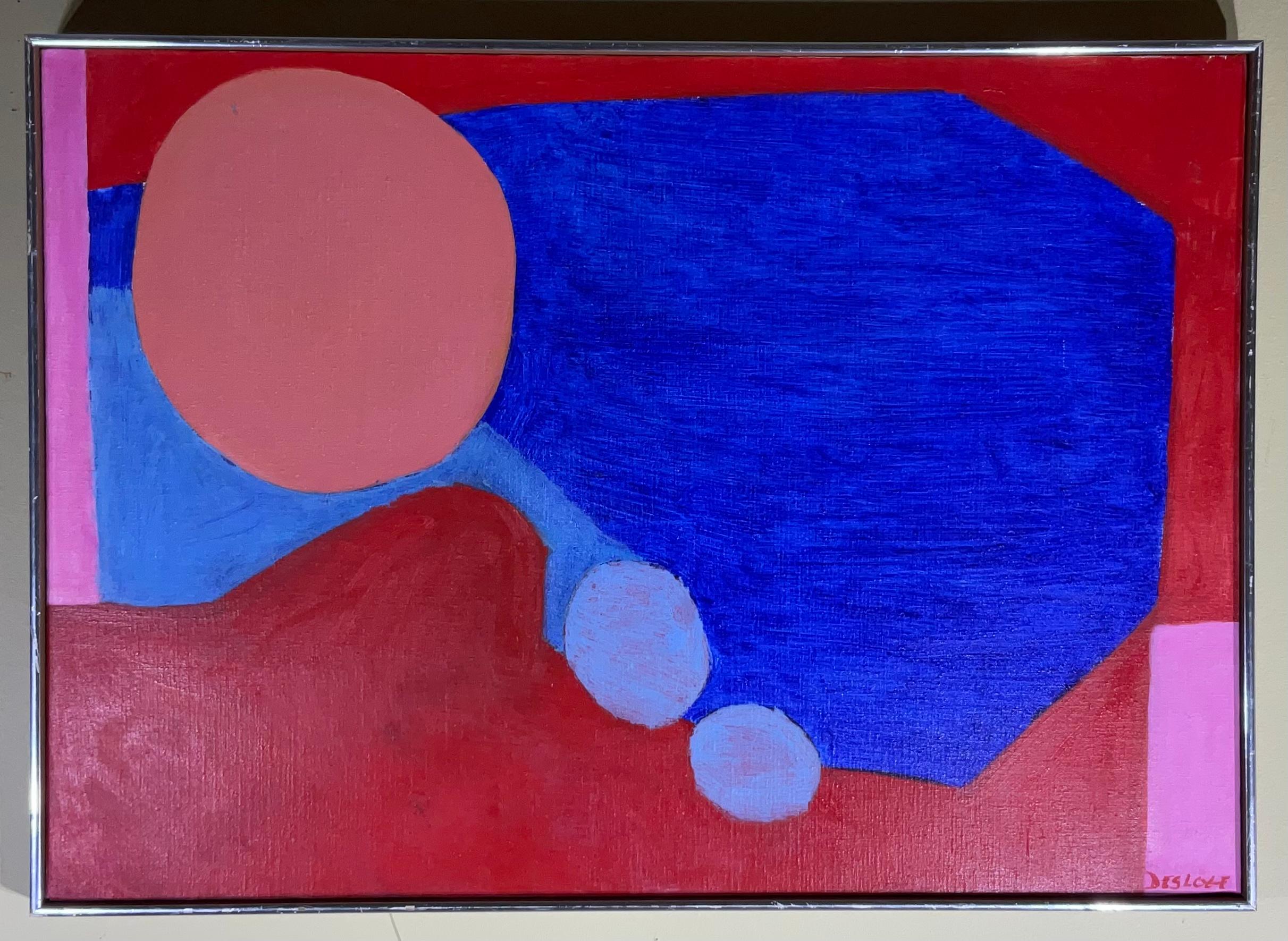 Hand-Painted Retro Abstract Painting by Frances Desloge For Sale