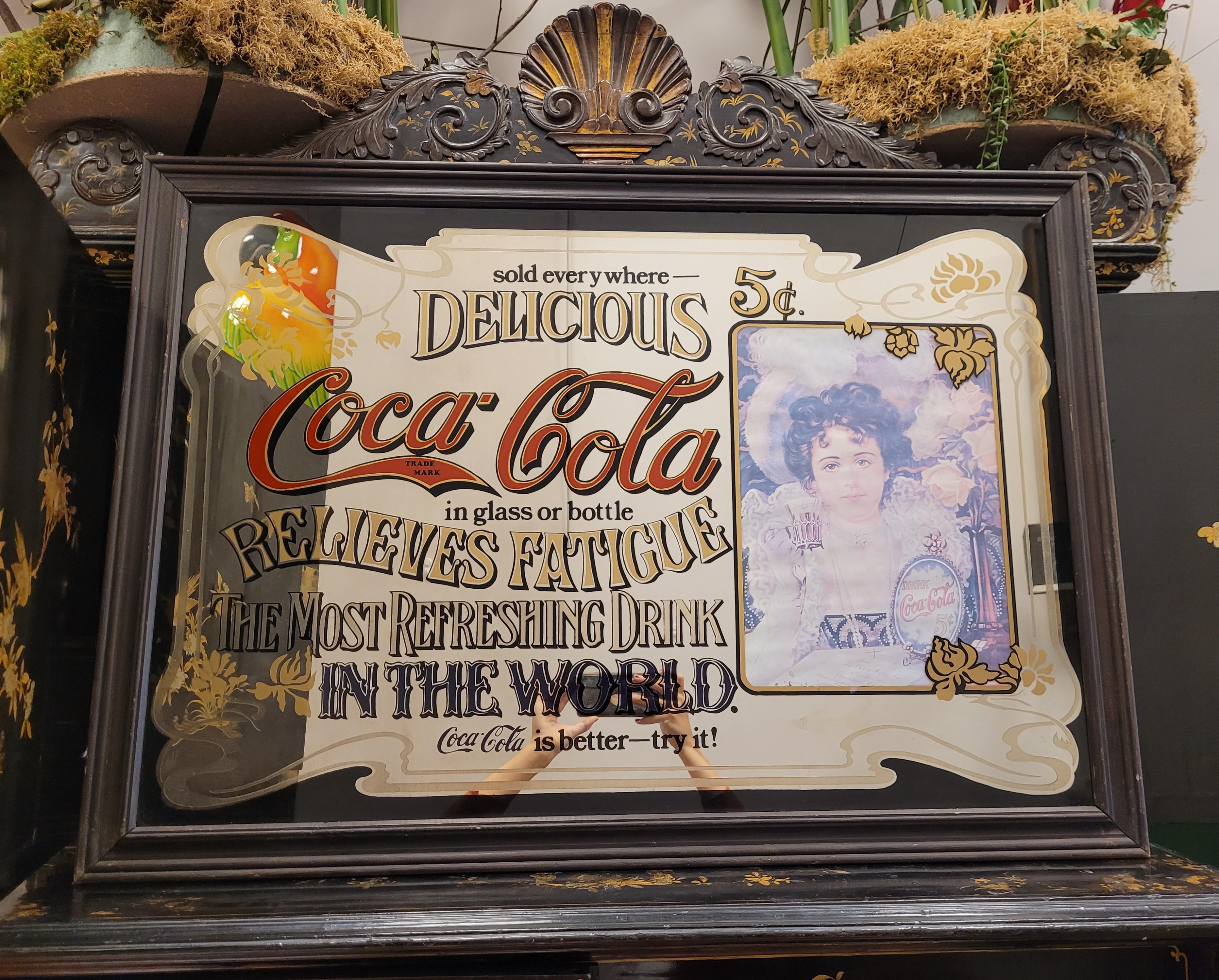 Retro advertising painting Mirror of Coca Cola For Sale 2