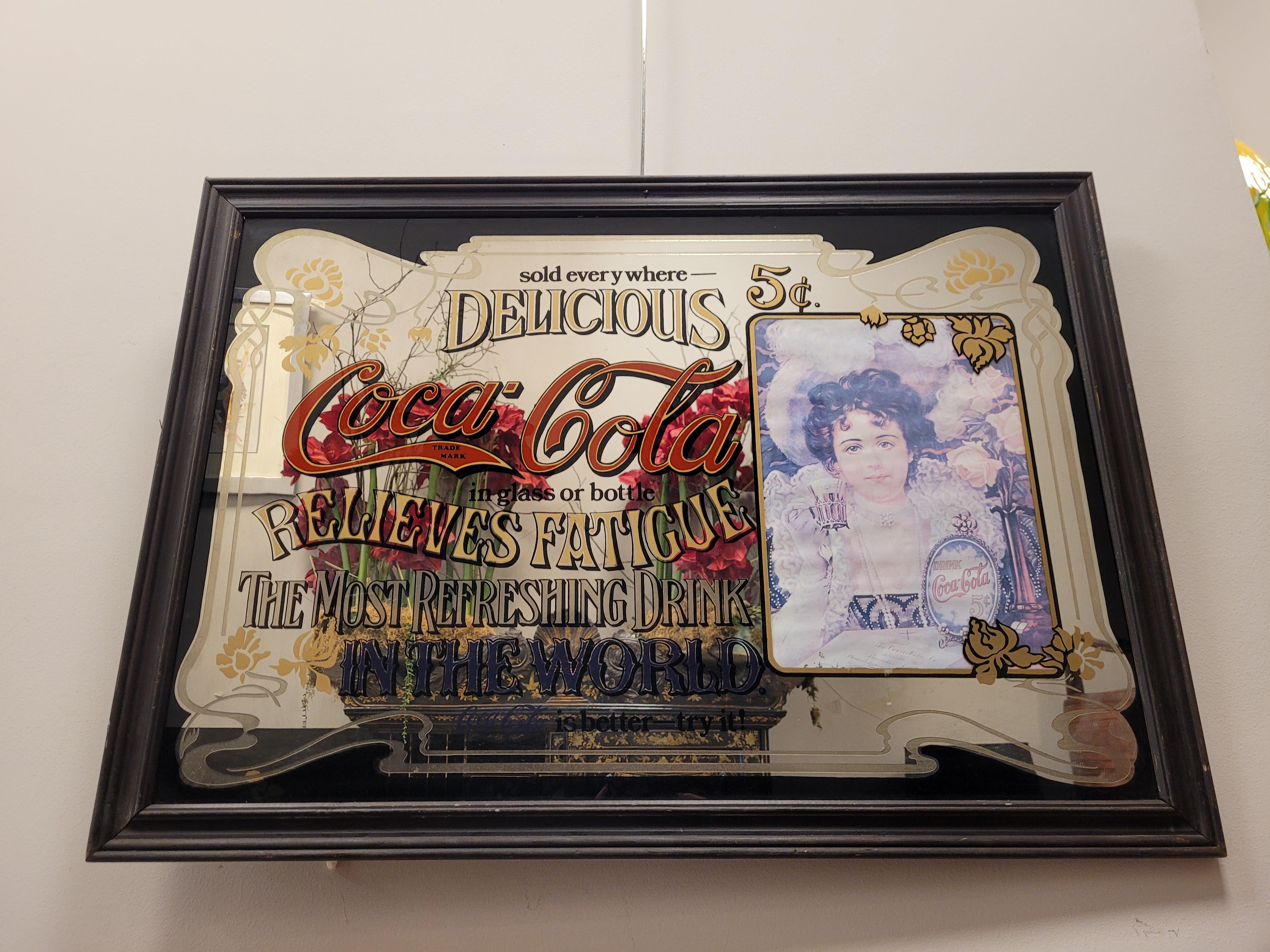 Retro advertising painting Mirror of Coca Cola For Sale 6